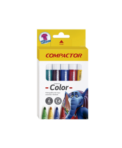 Caneta Hidrocor Color 6 Cores Compactor REF 420