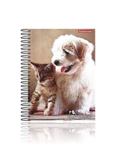 Caderno Universitário Espiral 15 Matérias Cães e Gatos 300 folhas Capa Dura Panamericana REF 399731